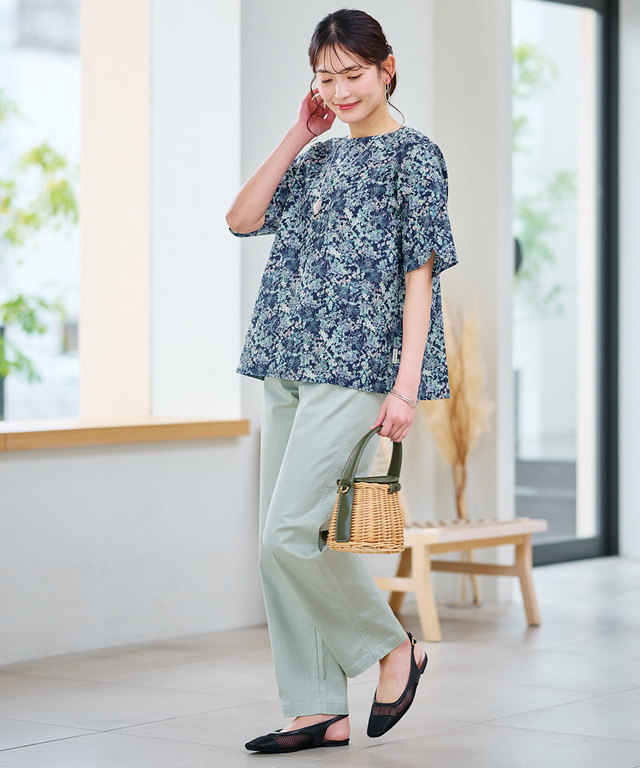 ヘリンボーン ストレート パンツ