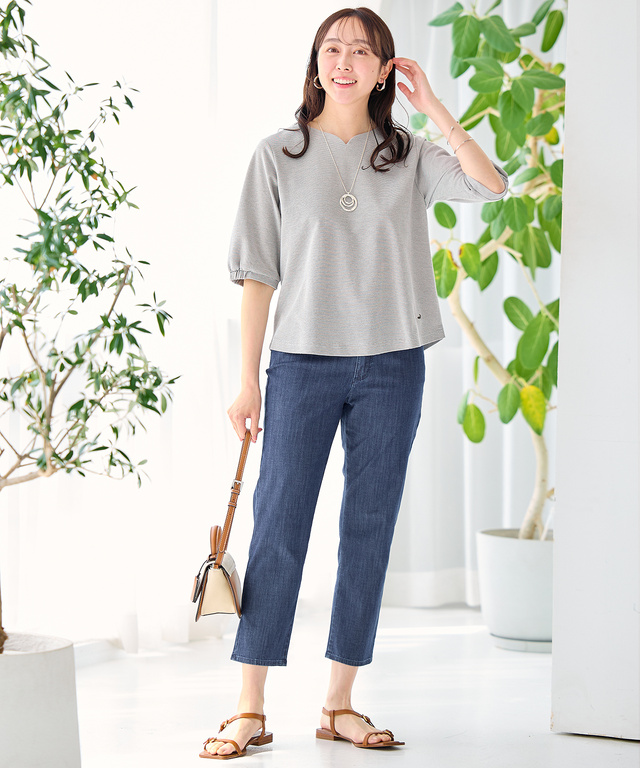 ブリーズデニム 【スリム8分丈】【接触冷感】