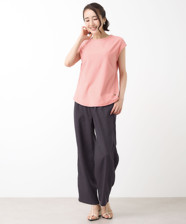 リネンブレンド セミワイド パンツ