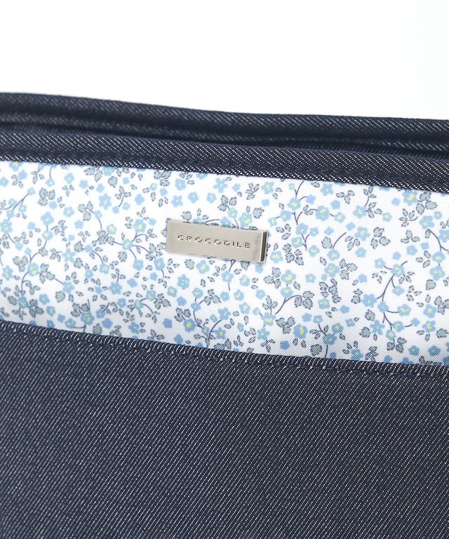 デニム風 小花柄 ショルダーバッグ