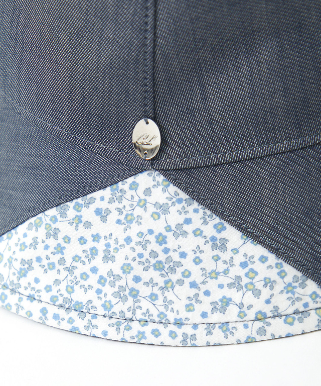 ダンガリー 小花柄 バケットハット【UVカット】【手洗いOK】