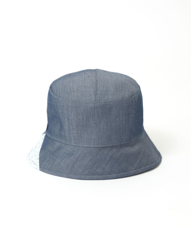 ダンガリー 小花柄 バケットハット【UVカット】【手洗いOK】