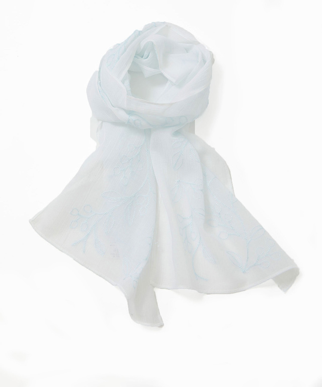 コットン 刺繍 ストール【手洗いOK】