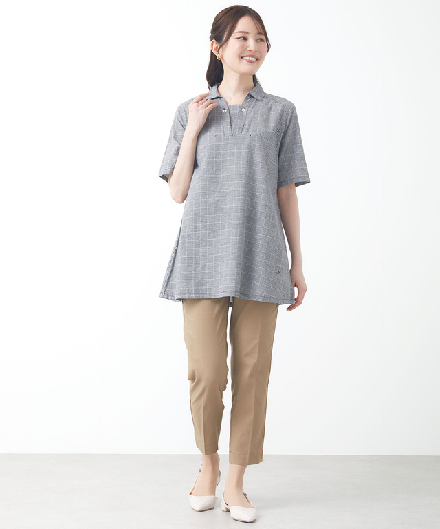 コットンリネン スキッパー チュニック【オンラインショップ限定】