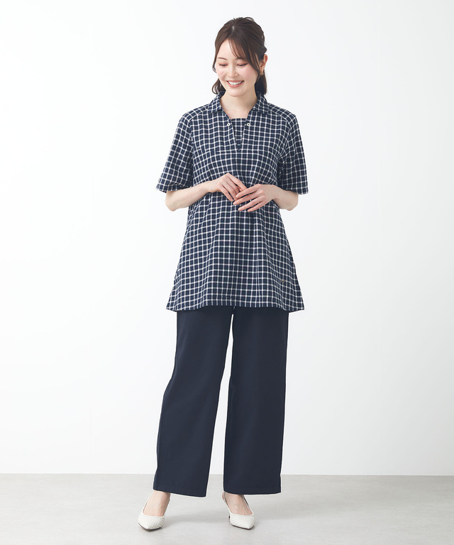コットンリネン スキッパー チュニック【オンラインショップ限定】