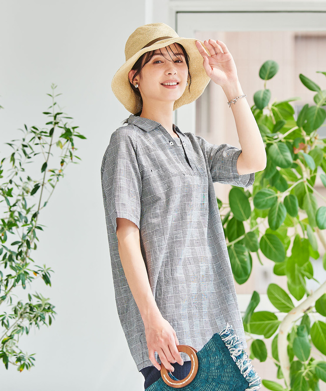 コットンリネン スキッパー チュニック【オンラインショップ限定】