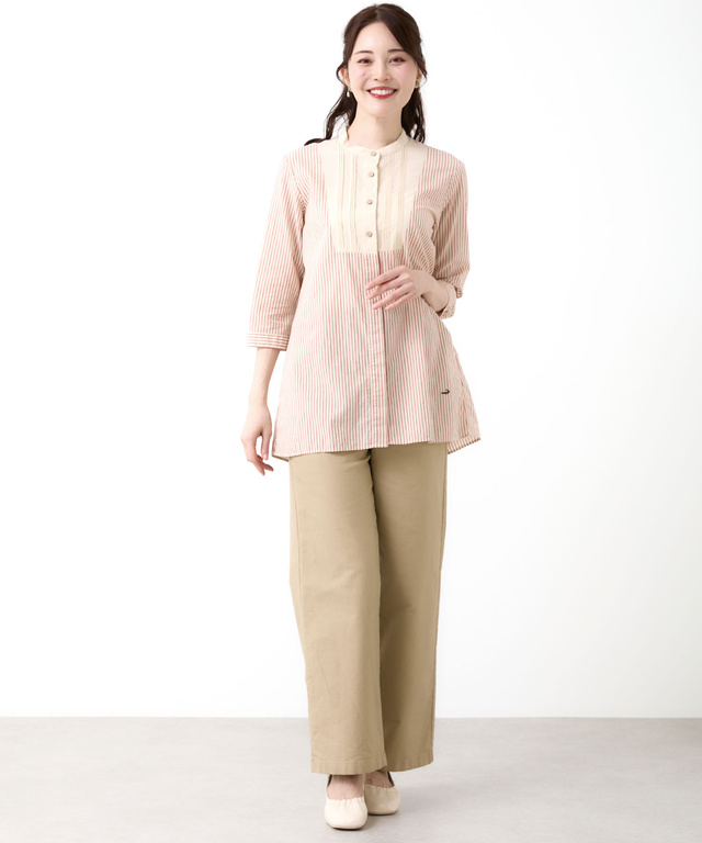 切り替え 七分袖 チュニック