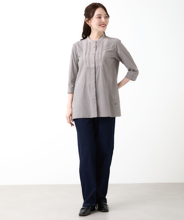 切り替え 七分袖 チュニック