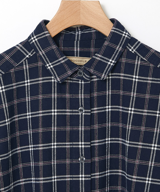 微起毛 チェック柄 チュニック【オンラインショップ限定】