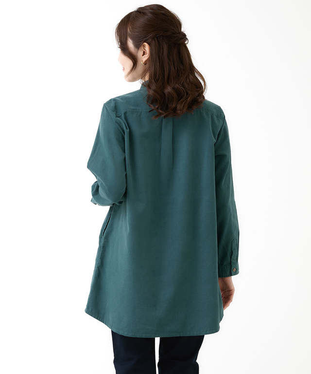  コーデュロイ バンドカラー チュニック