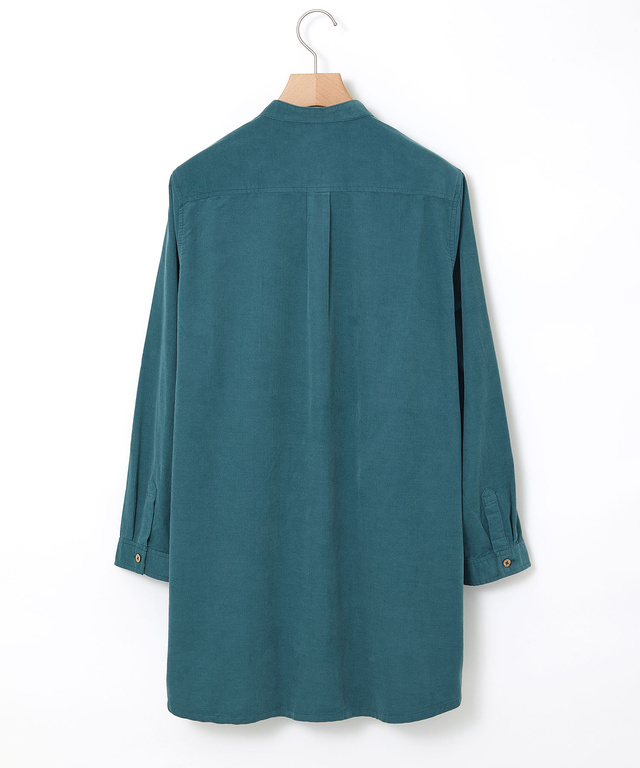  コーデュロイ バンドカラー チュニック