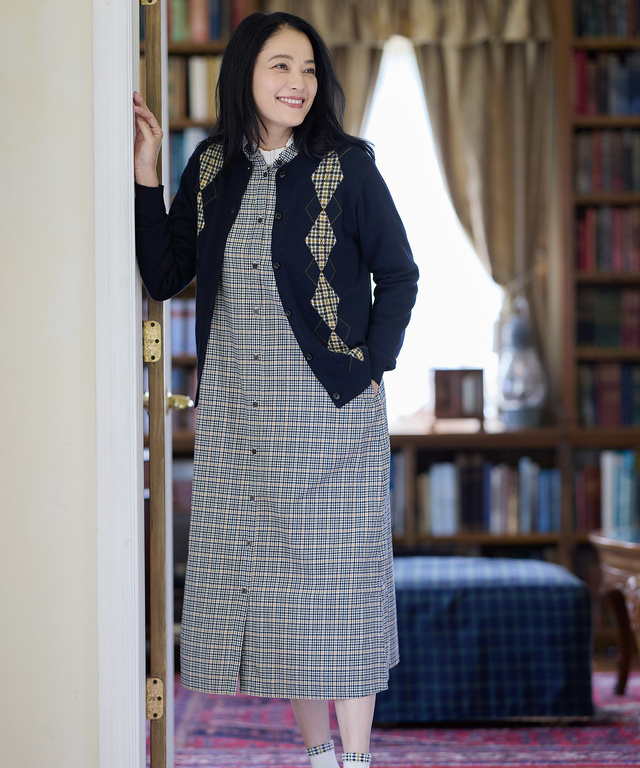 クロコダイルタータン 長袖 ワンピース