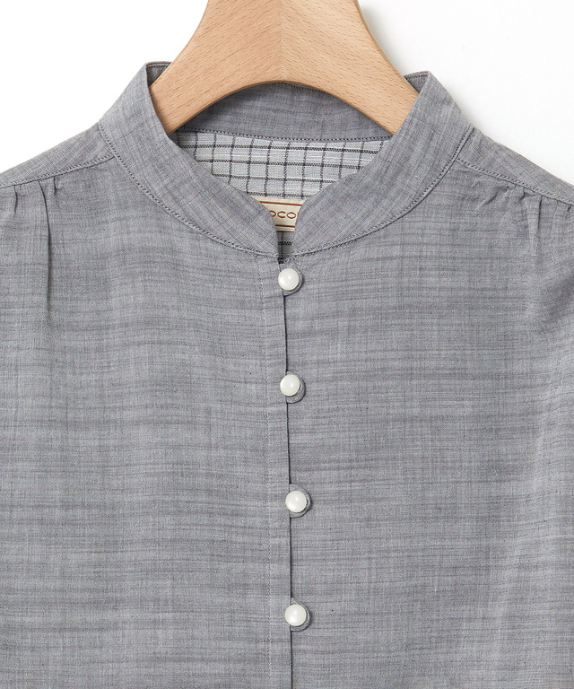 ダブルガーゼ バンドカラー チュニック