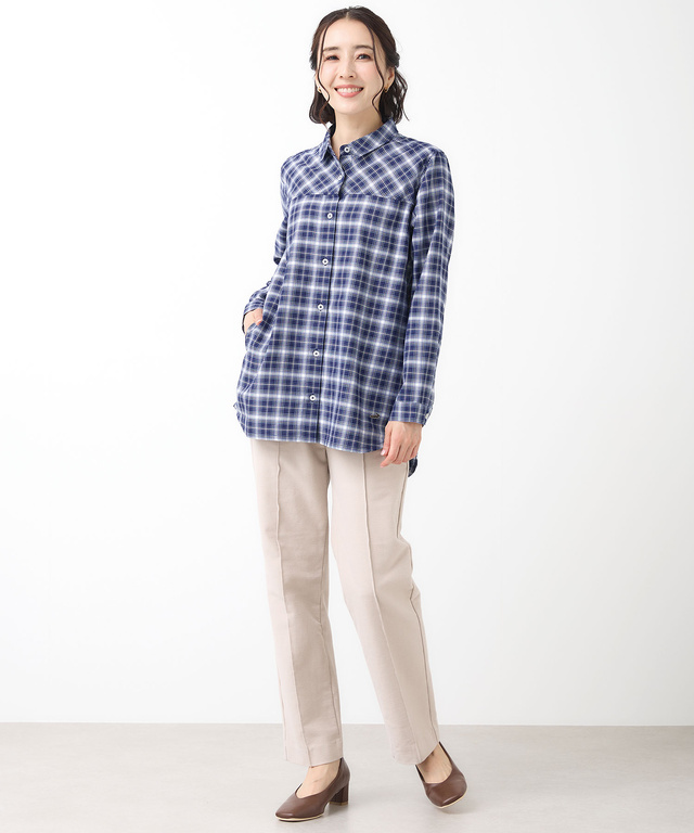 フロント切り替え チェック柄 チュニック【オンラインショップ・一部店舗限定】