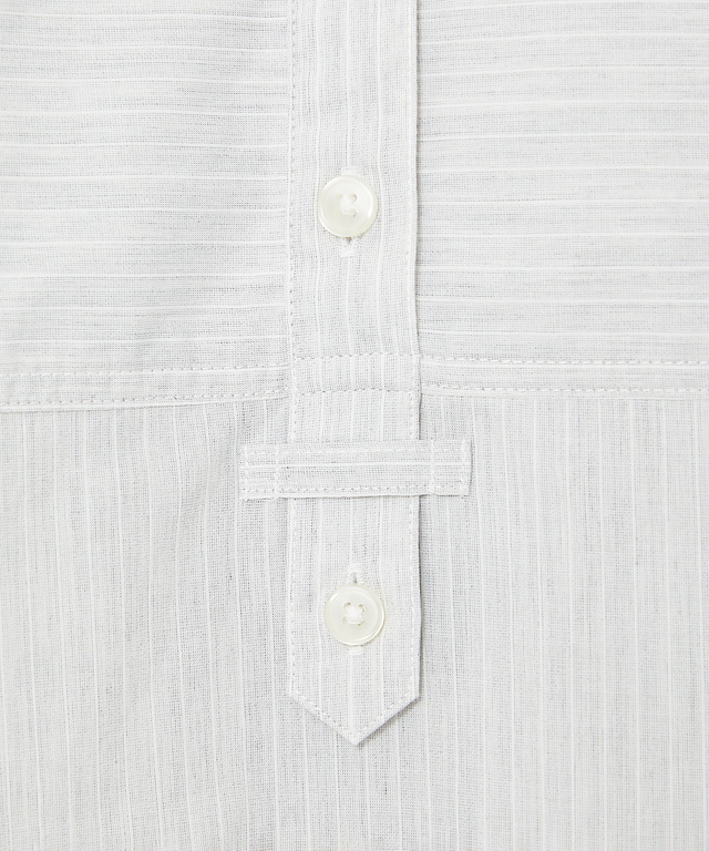 ストライプ切り替え バンドカラー チュニック【オンラインショップ・一部店舗限定】