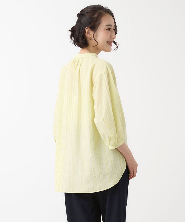 ストライプ ギャザー チュニック