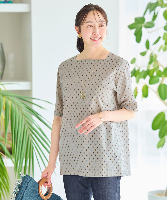 プロヴァンス柄 スクエアネック チュニック【オンラインショップ・一部店舗限定】