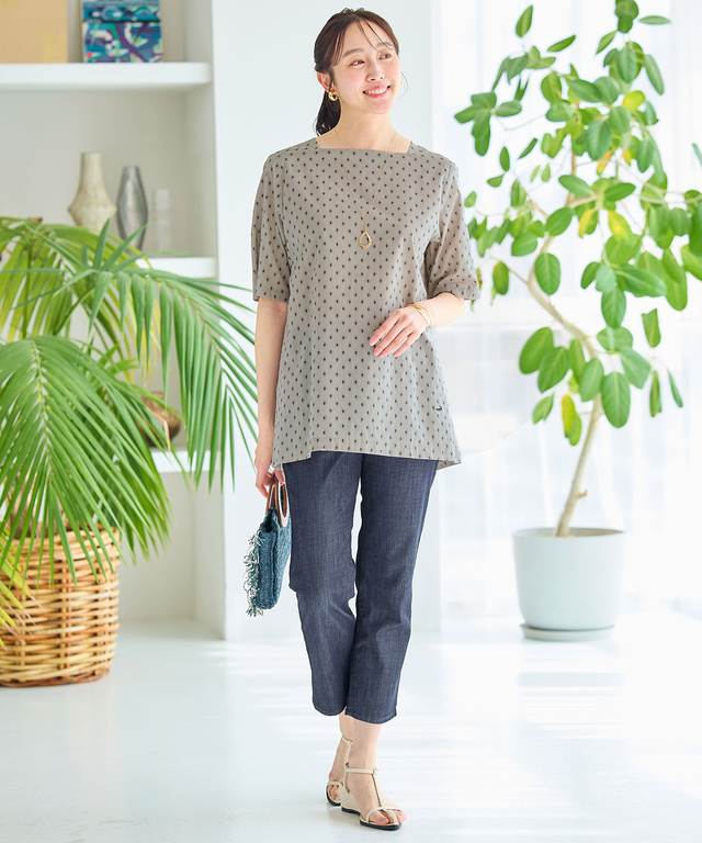 プロヴァンス柄 スクエアネック チュニック【オンラインショップ・一部店舗限定】