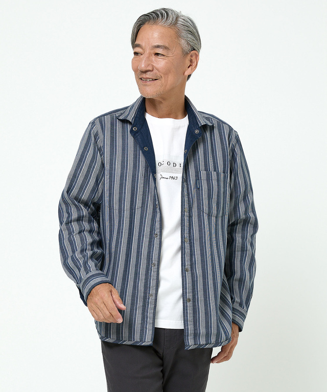 リバーシブル ストライプ柄 シャツ