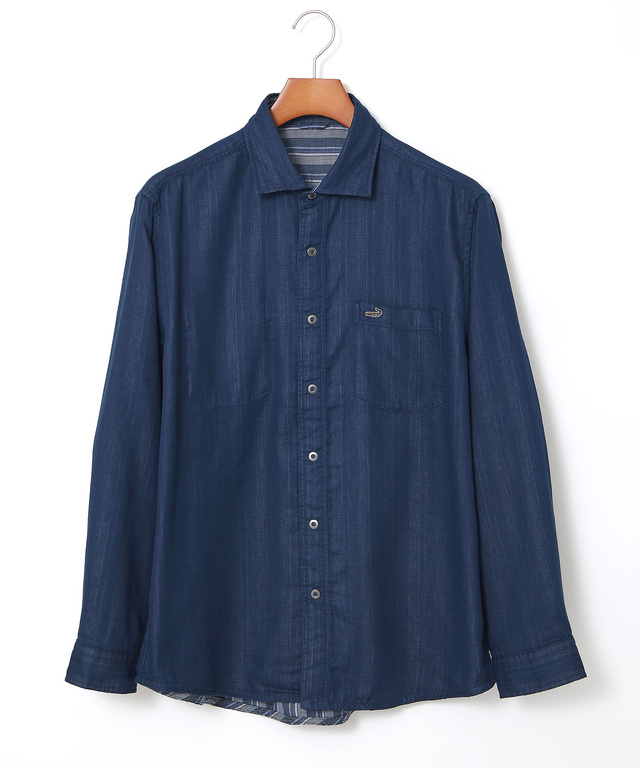 リバーシブル ストライプ柄 シャツ