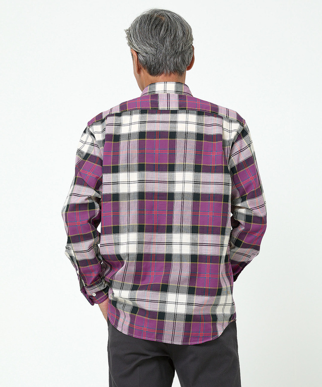 ピケ素材 チェック柄 シャツ