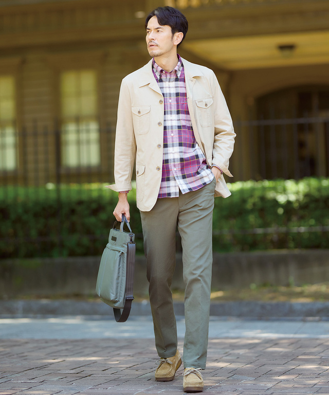 ピケ素材 チェック柄 シャツ