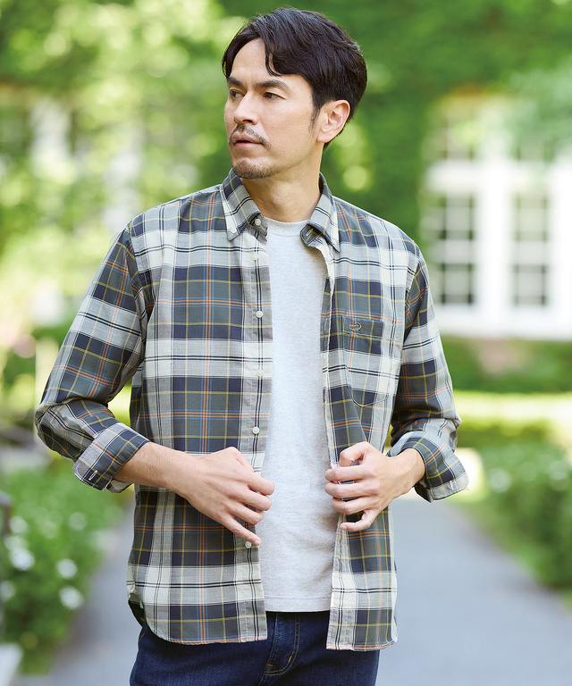 ピケ素材 チェック柄 シャツ