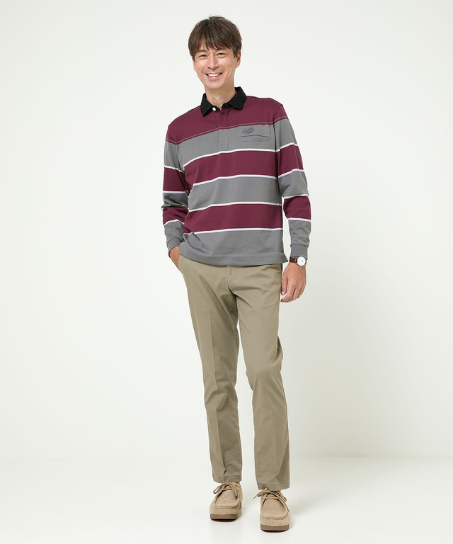 パネルボーダー柄 ポロシャツ