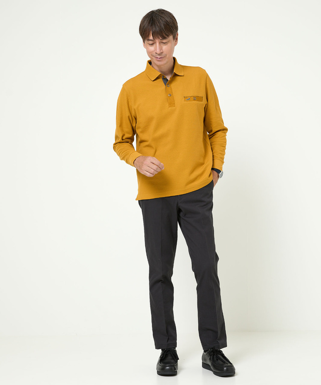 ハニカム襟 スナップボタン ポロシャツ