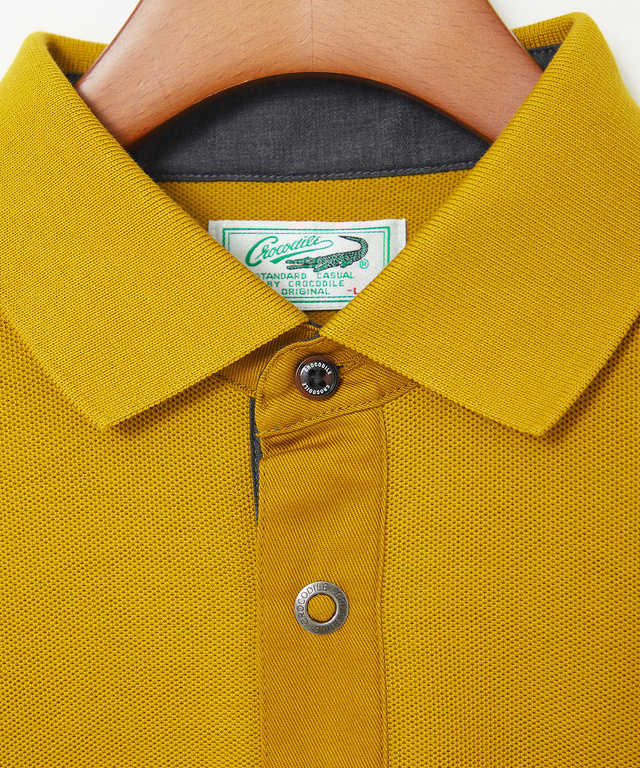 ハニカム襟 スナップボタン ポロシャツ