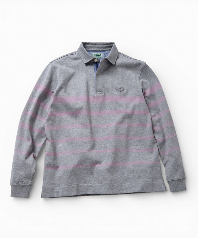 パネルボーダー ジップ ポロシャツ