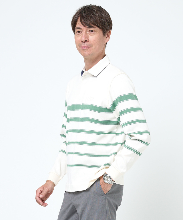 パネルボーダー ジップ ポロシャツ