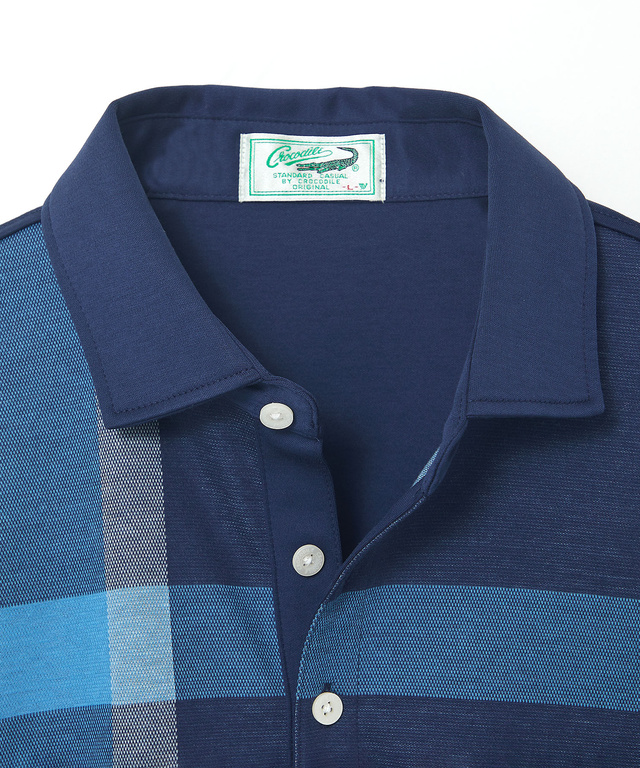 シルケット パネルチェック ポロシャツ