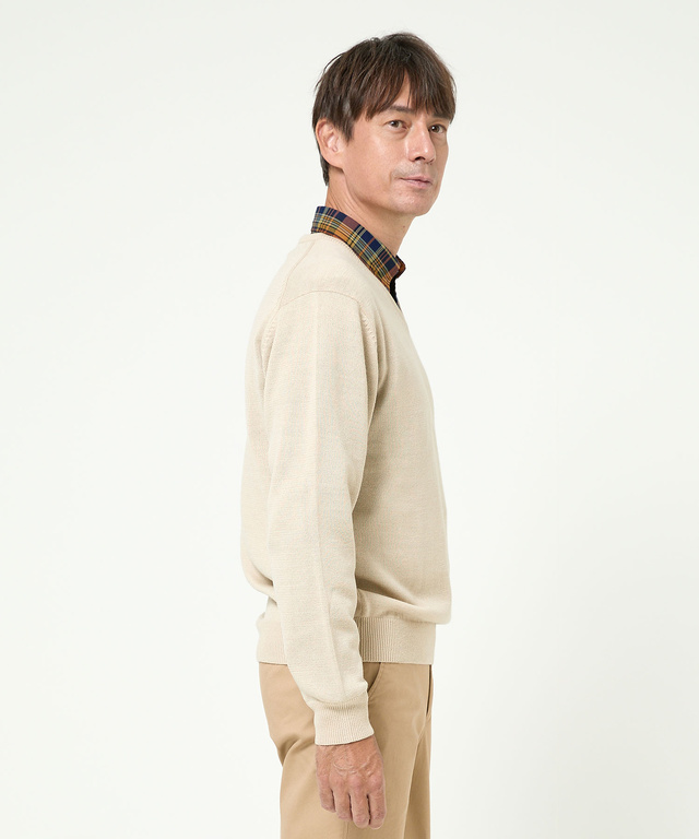 10ゲージVネックセーター【洗濯機洗いOK】