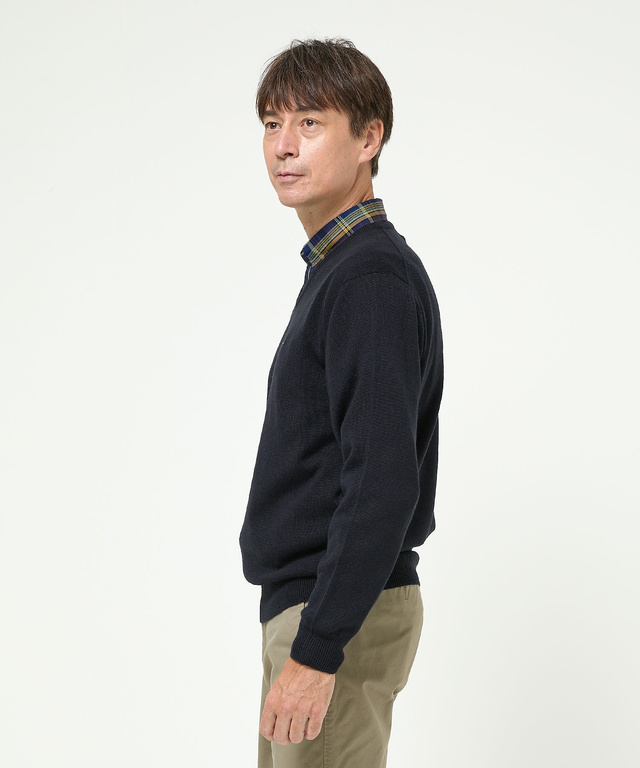 10ゲージVネックセーター【洗濯機洗いOK】