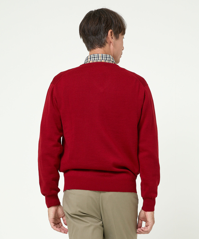 10ゲージVネックセーター【洗濯機洗いOK】