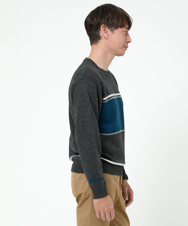 ウールブレンド ワイドボーダー ニット 【手洗いOK】