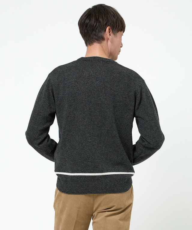 ウールブレンド ワイドボーダー ニット 【手洗いOK】