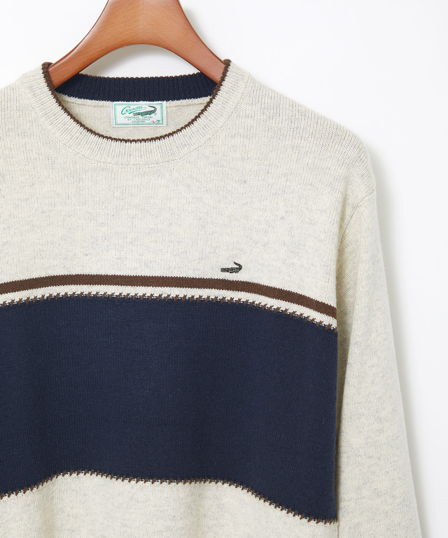 ウールブレンド ワイドボーダー ニット 【手洗いOK】