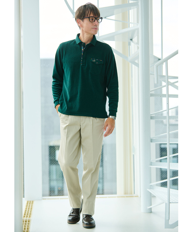 【ベストセラー】ストレッチ 2タック チノパンツ【シワになりにくい】