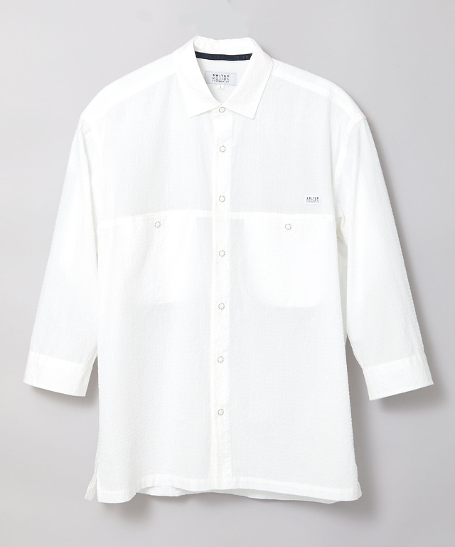 シアサッカー 七分袖 シャツ