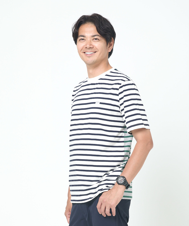 スノーコットン クレイジーボーダー柄 Tシャツ【接触冷感】