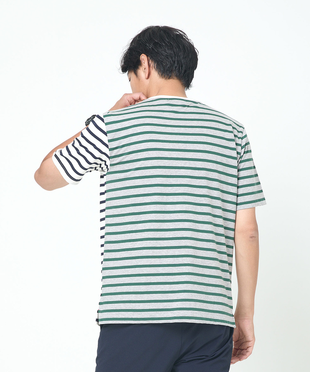 スノーコットン クレイジーボーダー柄 Tシャツ【接触冷感】