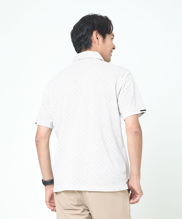 モノグラム プリント 鹿の子 ポロシャツ