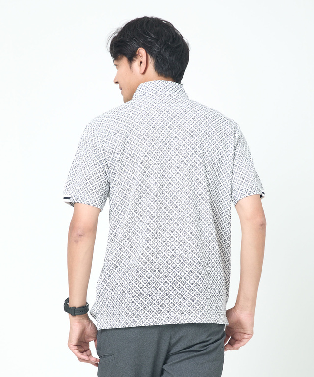 モノグラム プリント 鹿の子 ポロシャツ