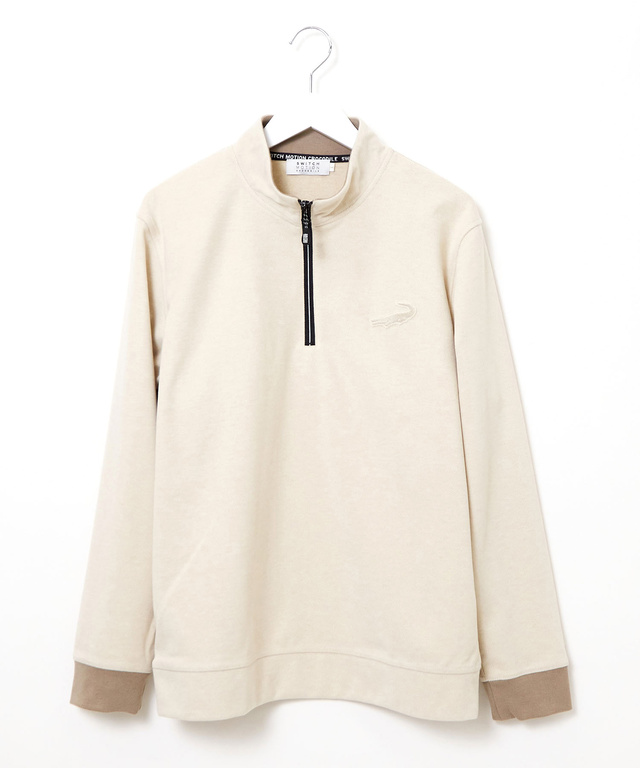 ツイル素材 ハーフジップ トレーナー