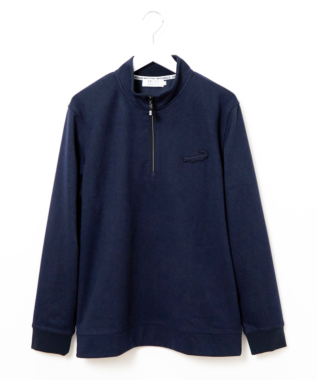 ツイル素材 ハーフジップ トレーナー