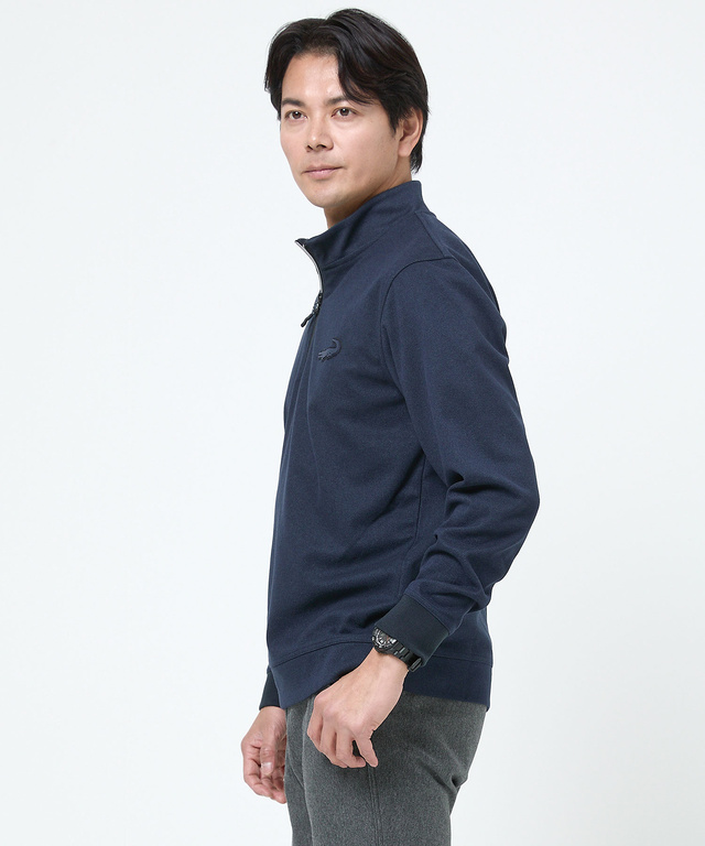 ツイル素材 ハーフジップ トレーナー