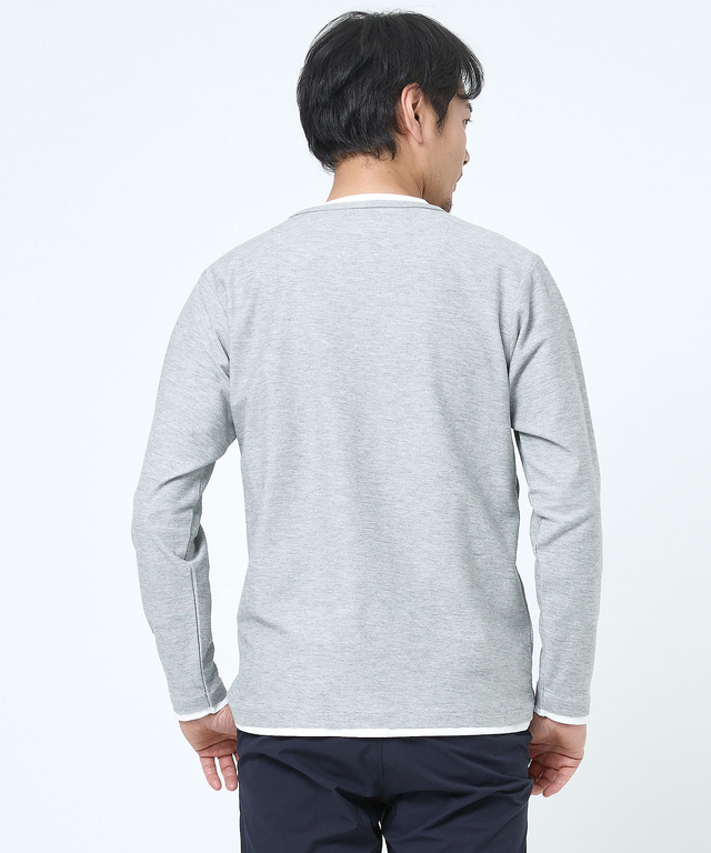 レイヤード風 ヘンリーネック Tシャツ