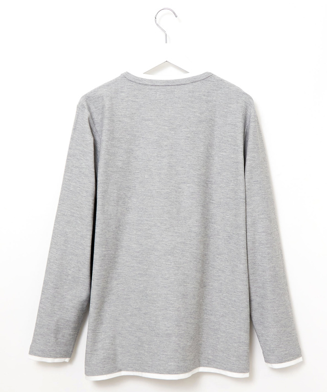 レイヤード風 ヘンリーネック Tシャツ